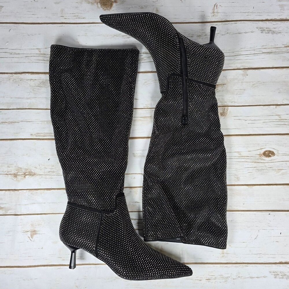 Madden Girl Black Multi Knee High Boots Womens Size 9 Dicee-RWC With Sparkling S